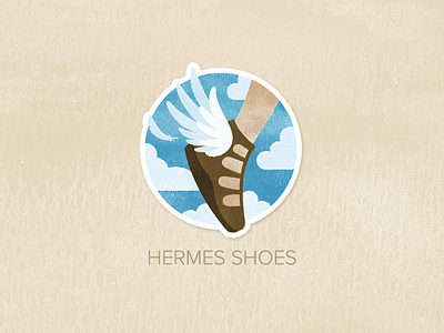 Day Seven: Hermes badge icon illustration painted pin textured watercolour