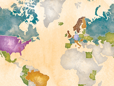 World Map cartography geography map watercolor world