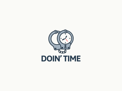 Doin' time bad guys clock crime doing handcuffs logo mark prison time