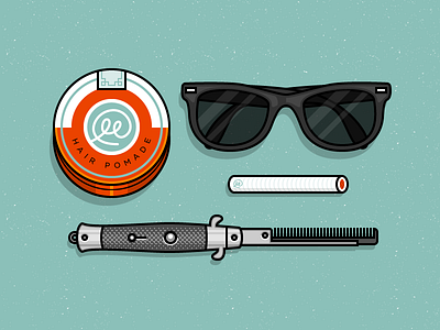 Cool Guy Stuff comb cool glasses hipster icons illustration knife typography vector