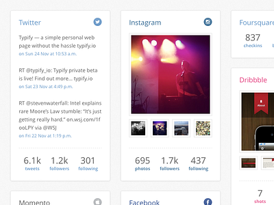 Typify Profile dribble foursquare instagram profile social tweets twitter typify webpage