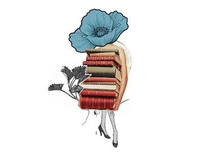 Poppy books collage flower poppy