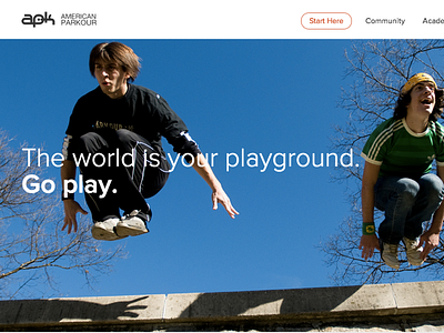 American Parkour - website progression cms community ecommerce freerunning home parkour proxima nova responsive wordpress