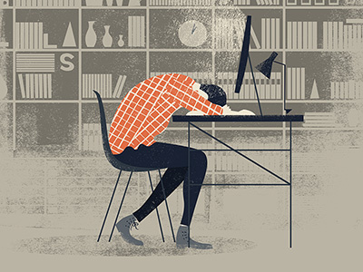 Me right now books bookshelf chair depressed desk illustration lamp shelves texture tired