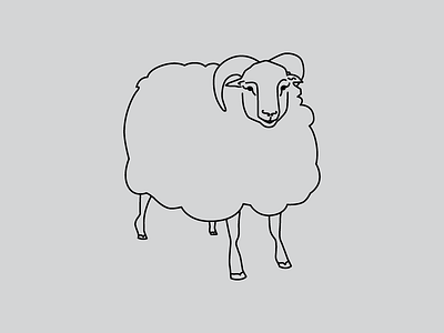 Bahhh animal illustration line drawing ram rottencupcakes sheep vector