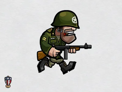 Forward march! angry call of victory character game art smile war ww2