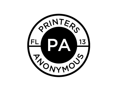 PA Button badge button illustration logo mark printers anonymous