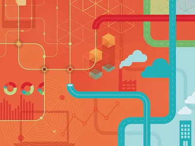 Tubes clouds cubes factory geometry graphs illustration illustrator lines tubes vector based