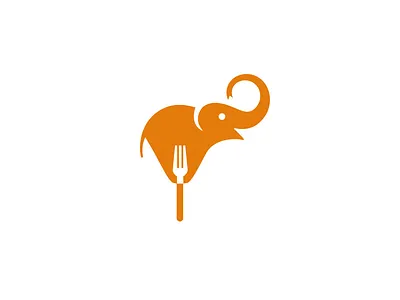 Elephunt deiv elephant food fork india logo mark negative negative space