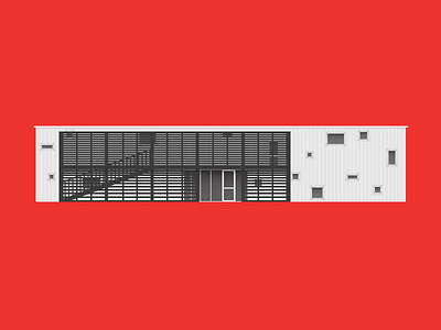 New office architecture illustration office red