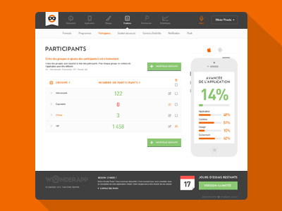 Wonderapp // Participants backoffice cms interface logo seempl studio ui ux webapp webapplication