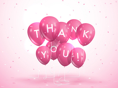 Party time balloons debut dribbble illustration party pink thanks