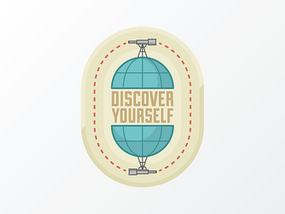 Discover Yourself 2 badge globe telescope world