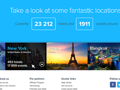 Homepage Footer events footer hotels hotifly locations simple