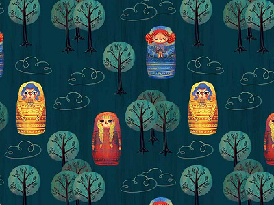 Babushka Pattern babushka illustration matryoshka pattern russian woman