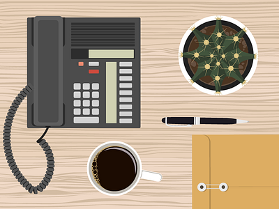 Desk Top Illustrations cactus coffee desk illustrations