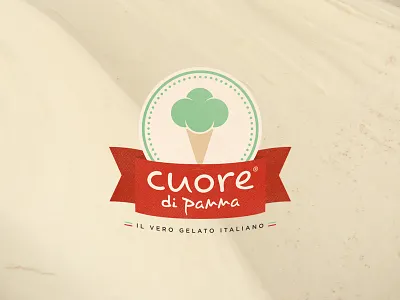 Cuore di Panna brand coin creamery gelato ice cream icon italy logo ribbon