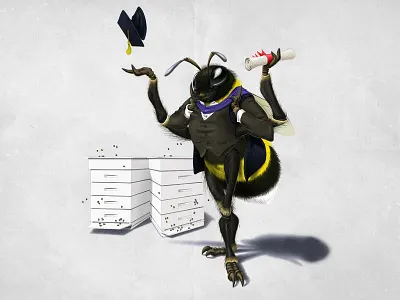 To Bee or Not Too Bee animal bee graduation hive honey insect rob snow school wings