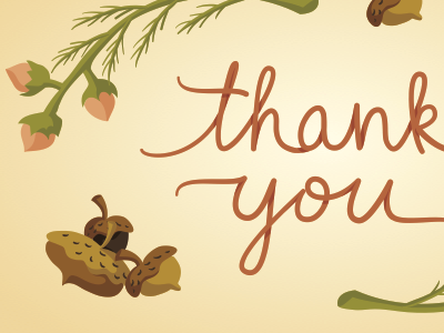 Woodland Thank You acorns design handlettering illo thankyou woodland