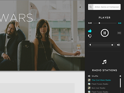 Pandora Concept Part III creative design music music player pandora player redesign ui ui design ux ux design web