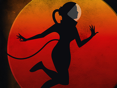 Deep Space astronaut girl illustration person sci fi silhouette. planet space texture woman