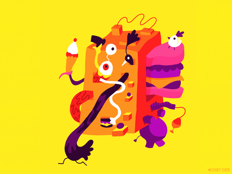 GIF: Moving Block animals block cupcake elephant gif peacock sandwich yellow