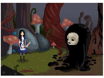 Alice Madness Returns 8 bit illustration pixel art