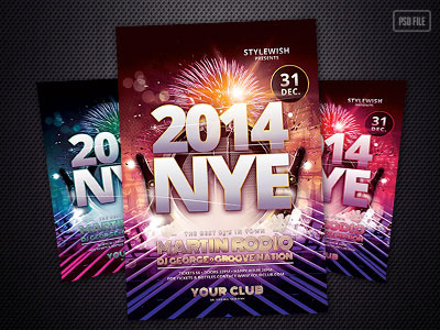 New Year's Eve 2014 Flyer 2014 celebration eve festive fireworks flyer nye party promotion template years