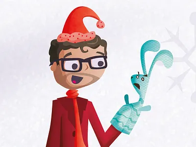 Christmas Card 2013 - back christmas illustration puppet self portrait snow vector winter