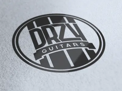 DRZY Guitars Logo badge banner black branding circle drzy guitar logo music musician stripe white