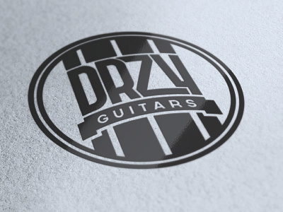 DRZY Guitars Logo badge banner black branding circle drzy guitar logo music musician stripe white