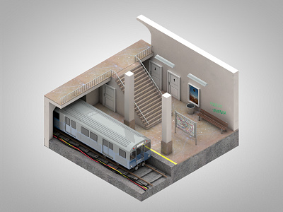 Subway_iso 3d 4d cinema iso isometric subway train