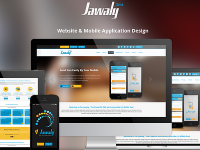 4jawaly Website & Mobile App Design 7oroof.com begha flat user interface iphone sms user interface