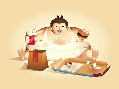 Junkman fat man junk food vector