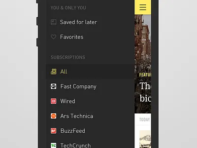 Mobile Menu ios menu mobile news reader