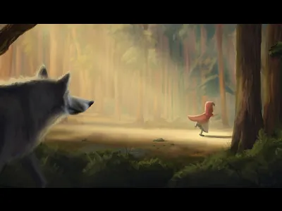 Red Riding Hood digital painting red riding hood visual development wolf
