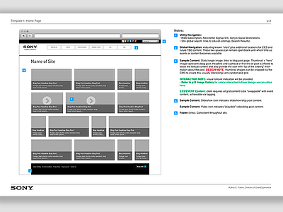 Wireframe for Sony.com's Blog ux wireframe