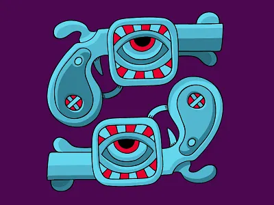2 Guns art color eye guns illustration
