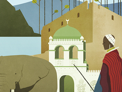 Kenya africa elephant illustration kenya masai mosque