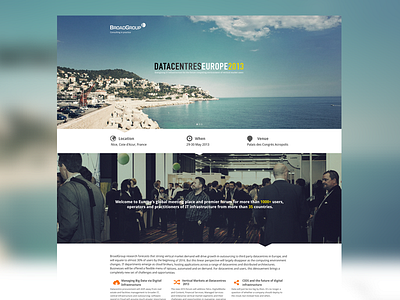 Datacentres Europe 2013 Conference web page re-design clean conference event flat minimal ui ux web website