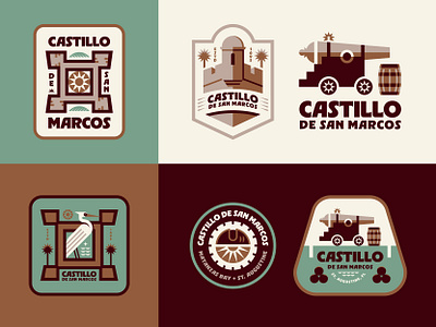 Castillo De San Marcos badge cannon castillo castle florida fort heron history illustration logo st augustine