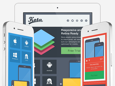 "Kota" Email Template android design email email design email marketing envato iphone marketing mobile template themeforest ui