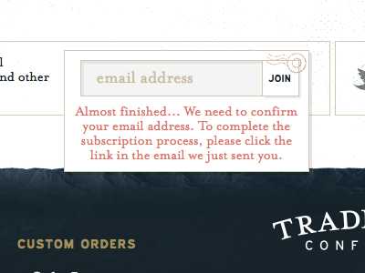 Tradestone newsletter helper message forms ux