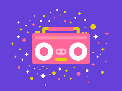 Piggy Boombox boombox festive music pig pink pop stereo yellow