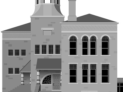 No School Like This Old School - WIP 1 architecture building door illustration school tree vector windows