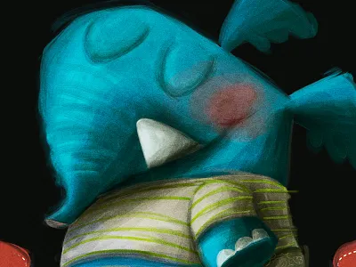 El gran cyan art blue cyan digital elephant wacom