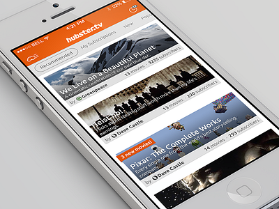Hubster.tv home concept ios 7 movies