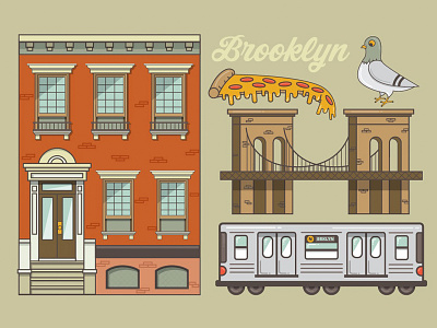 Brooklyn Set bridge brooklyn brownstone pigeon pizza subway