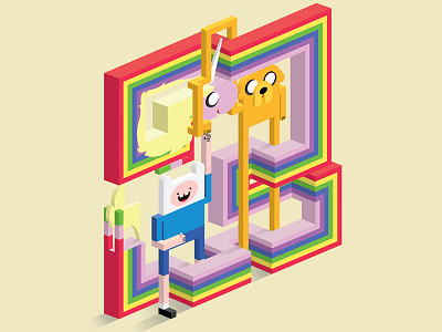 Mathematical! adventure time cartoon illustration isometric vector