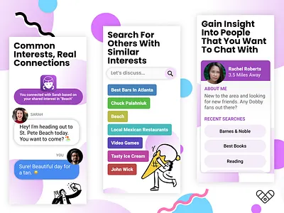 Local connections via common search app location based p2p ui ux